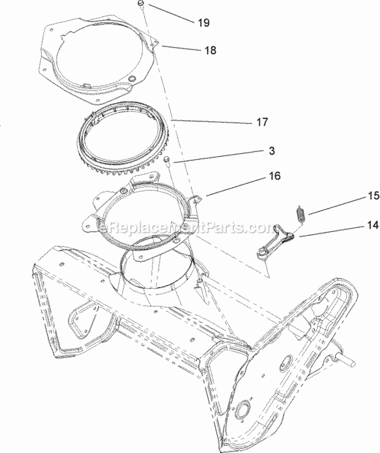 Chute Ring Assembly Diagram and Parts List for 34002 290000001-290999999 - 2009 Lawn Boy Snow Blower